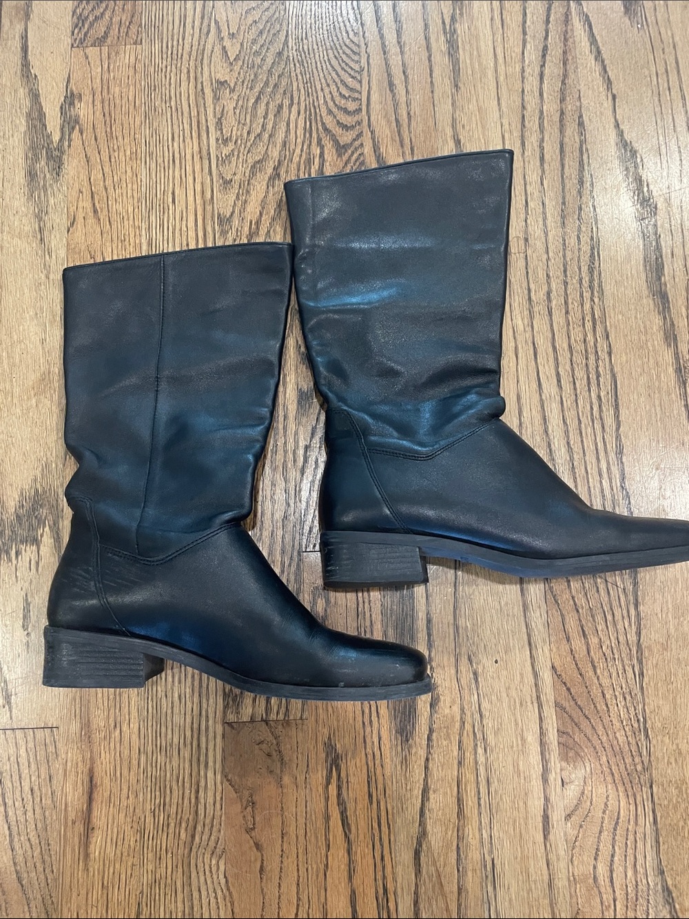 Naturalizer Black Leather Mid-Calf Pull-On Boots